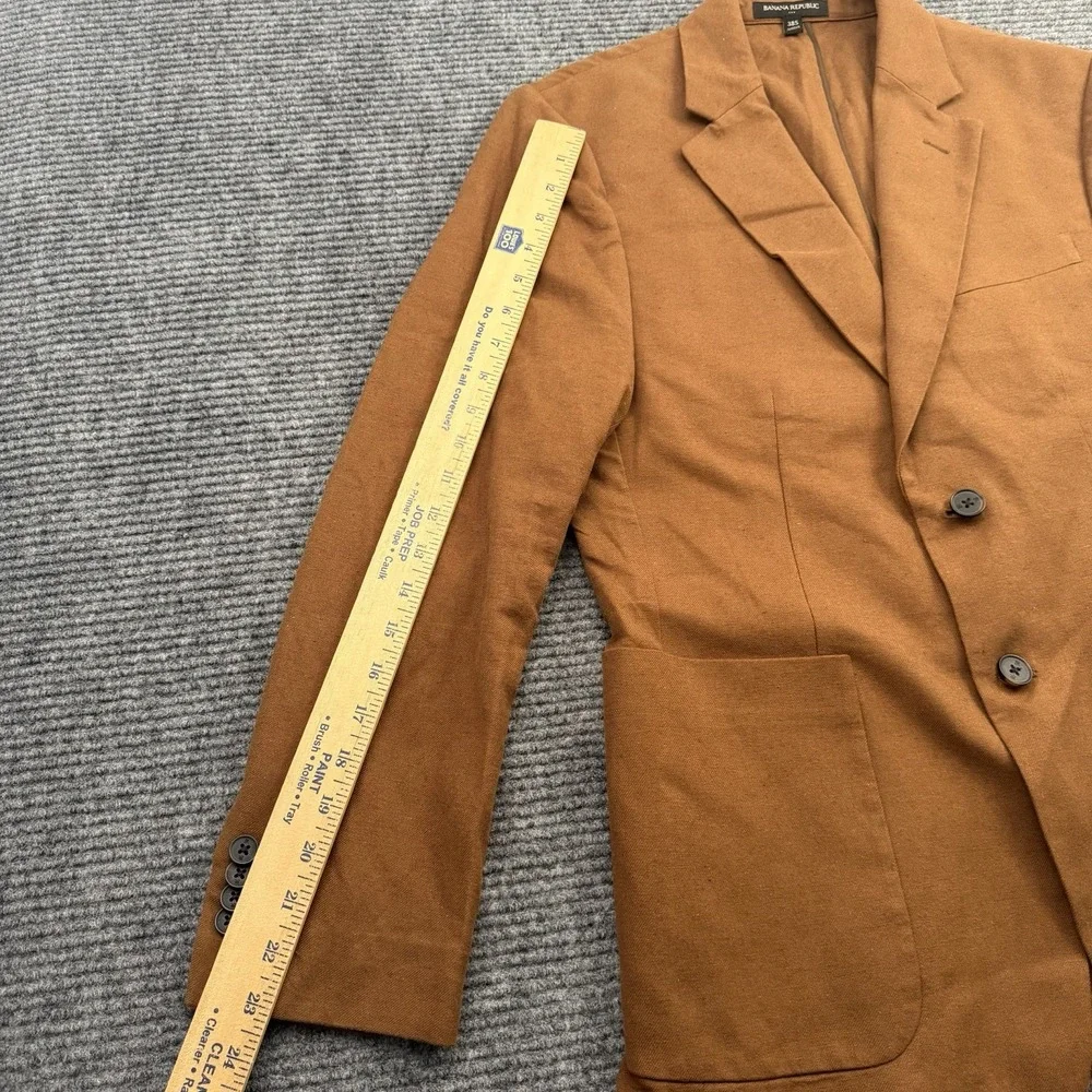 Banana‎ Republic Linen Blend Blazer Men's 38 Short Chocolate Brown Two Button